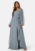 Goddiva Long Sleeve Chiffon Dress Air Force Blue S (UK10)