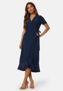 John Zack Short Sleeve Wrap Dress Navy M (UK12)