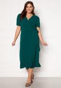 John Zack Curve Short Sleeve Wrap Frill Curve Dress Green 54 (UK26)