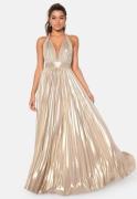 Goddiva Deep V Neck Metallic Gold S (UK10)