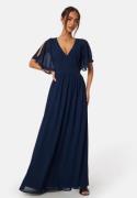 Bubbleroom Occasion Butterfly Sleeve Chiffon Gown Navy 36