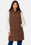 Pieces Jamilla Long Puffer Vest Chicory Coffee M