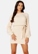 BUBBLEROOM Amira knitted short dress Light beige 2XL