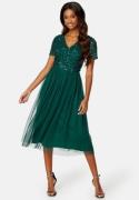 AngelEye Short Sleeve Sequin Embellished Midi Dress Dark green XXS (UK...