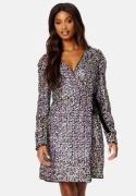 YAS Multiseq LS Wrap Dress Fuchsia Purple XS