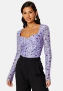 BUBBLEROOM Melandra mesh bustier top Lilac / Floral M