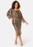 Goddiva Curve Seaquin Cowl Neck Midi Dress Champagne 50 (UK22)