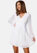 Bubbleroom Occasion Dotted Tie Back L/S Chiffon Dress White 40