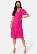 VILA Vilovie S/S Wrap Midi Dress Pink Yarrow 36