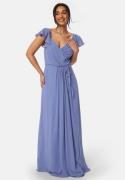 Bubbleroom Occasion Butterfly Sleeve Draped Chiffon Gown Dusty blue 38