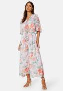 BUBBLEROOM Summer Luxe Frill Maxi Dress Pink / Floral XS