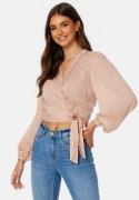 BUBBLEROOM Taylin Frill Wrap Blouse Pink M