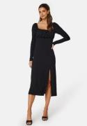 BUBBLEROOM Neija Square Neck Midi Dress  Black L