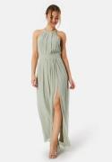 AngelEye High Neck Maxi Dress With Split Light green M (UK12)