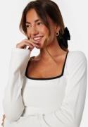 BUBBLEROOM Square Neck Contrast L/S Top White S