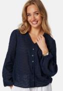 Happy Holly Nisha Broderie Anglaise Blouse Navy 36/38