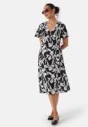 VILA Lovie S/S Wrap Midi Dress Black/Patterned 40