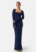 BUBBLEROOM Square Neck L/S Maxi Dress Navy XS