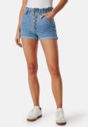 ONLY Onlcuba Paperbag Shorts Medium Blue Denim XS