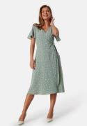 VILA Vilovie S/S Wrap Midi Dress Green/Patterned 34