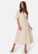 BUBBLEROOM Linen Blend Wrap Dress Light beige M