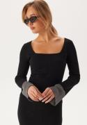 BUBBLEROOM Contrast Rib Knitted Top Black XL