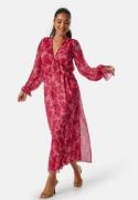 Bubbleroom Occasion Frill Midi Dress Pink/Floral XL