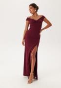 Bubbleroom Occasion Twist Off Shoulder Gown Wine-red 2XL