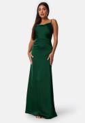 Bubbleroom Occasion Waterfall Satin Gown Dark green 38