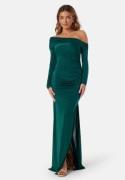 Bubbleroom Occasion Asymmetric Off Shoulder Soft Gown Dark green XL