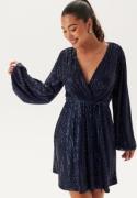 Bubbleroom Occasion Sequin Balloon Sleeve Dress Dark blue 4XL