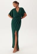 Bubbleroom Occasion Wrap Slit Maxi Dress Dark green XXS