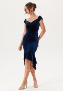 John Zack Velvet Off Shoulder Frill High Navy XXS (UK6)