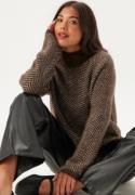 VILA Vilory High Neck L/S KNIT TOP  Coffee Bean Pattern:eggnog Mel XS