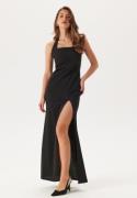 John Zack Halter Neck Maxi Dress With Split Black XXS (UK6)