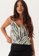 BUBBLEROOM  V-neck Shimmer Strap Singlet  Zebra S