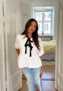 BUBBLEROOM Contrast Bow Blouse  White L