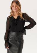 BUBBLEROOM V-neck Frill L/S Chiffon Blouse Black 38