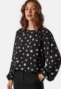 VILA Vilana L/S O-NECK DETAIL TOP O Black Beauty Aop:katy 38