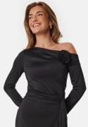 BUBBLEROOM One Shoulder Rose Top Black L