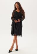 Happy Holly Tiered Puff Sleeve Lace Midi Dress Black 48/50