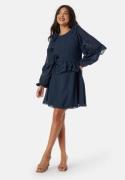 BUBBLEROOM Round Neck Short Frill Dress Navy 46