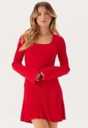 BUBBLEROOM Knitted Square Neck Skater Dress Red M