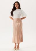 BUBBLEROOM Satin Midi Skirt Light beige XL