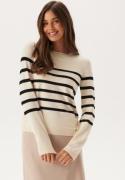 VERO MODA Vmsaba Plain Ls O-neck Pullove Birch Stripes:w Black XL