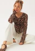 BUBBLEROOM Mesh Cardigan Top Leopard S