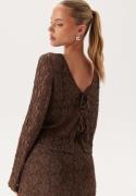 BUBBLEROOM Reversible Lace Cardigan Brown M