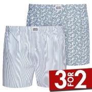 Jockey 2P Woven Boxer Shorts Blå/Hvit bomull XX-Large Herre