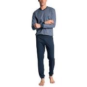 Calida Relax Choice Pyjama With Cuff Indigoblå bomull Small Herre