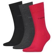 Calvin Klein Strømper 3P Eric Cotton Flat Knit Socks Rød Str 40/46 Her...